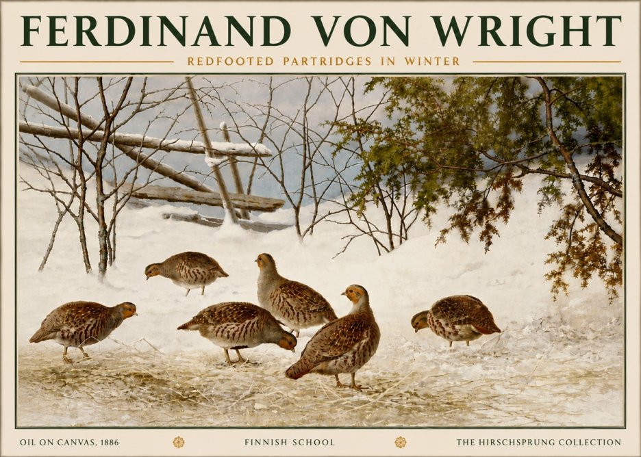 Ferdinand von Wright Redfooted Partridges in Winter No6 - Poszter