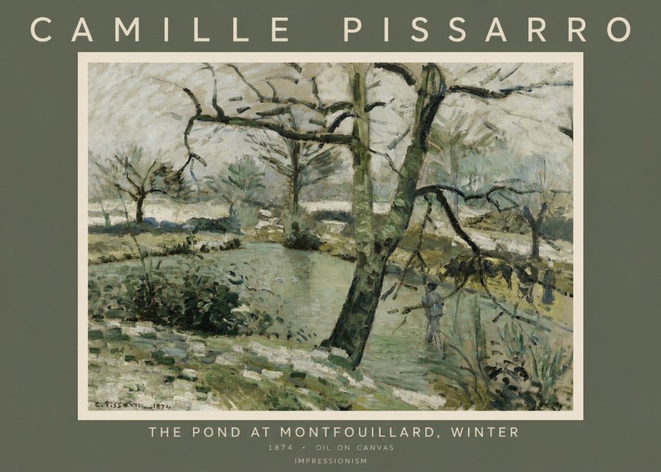 Pissarro The Pond at Montfoucault, Winter No2 - Poszter