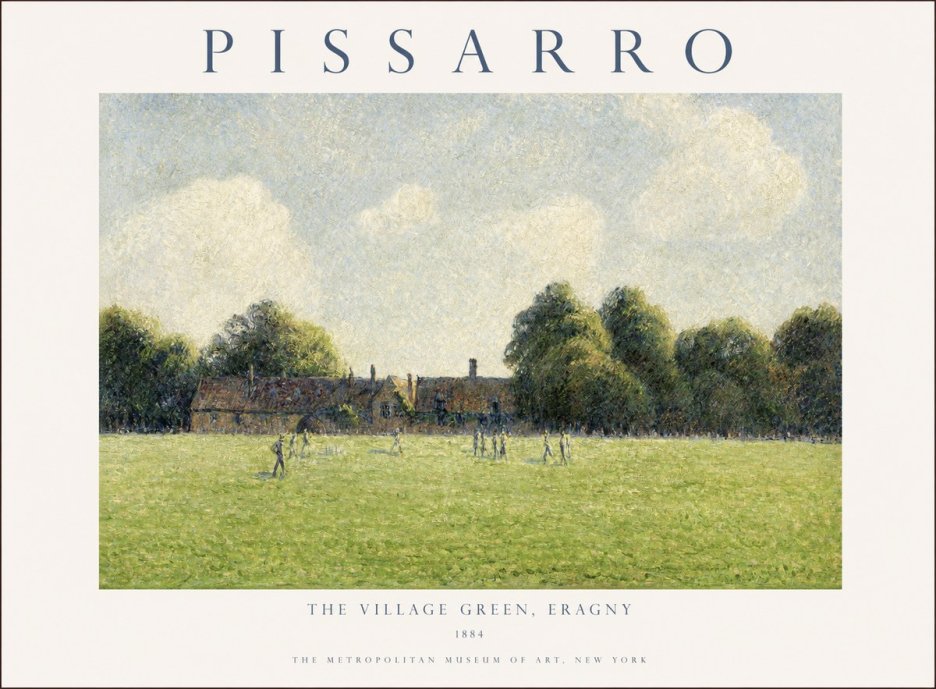 Pissarro The Village Green, Eragny No1 - Poszter