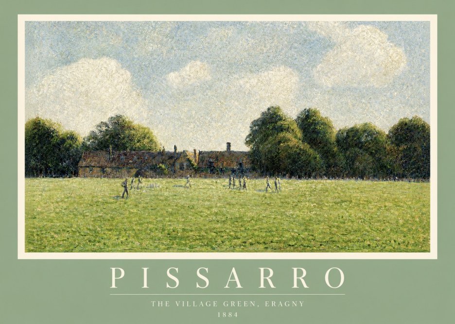 Pissarro The Village Green, Eragny No2 - Poszter