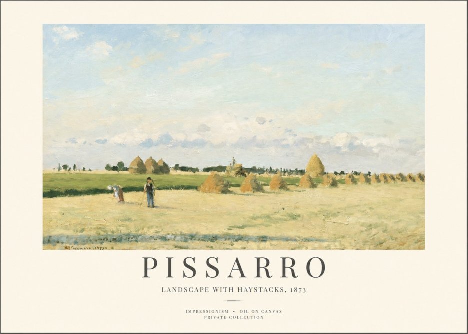 Pissarro Landscape with Haystacks, 1873 No1 - Poszter