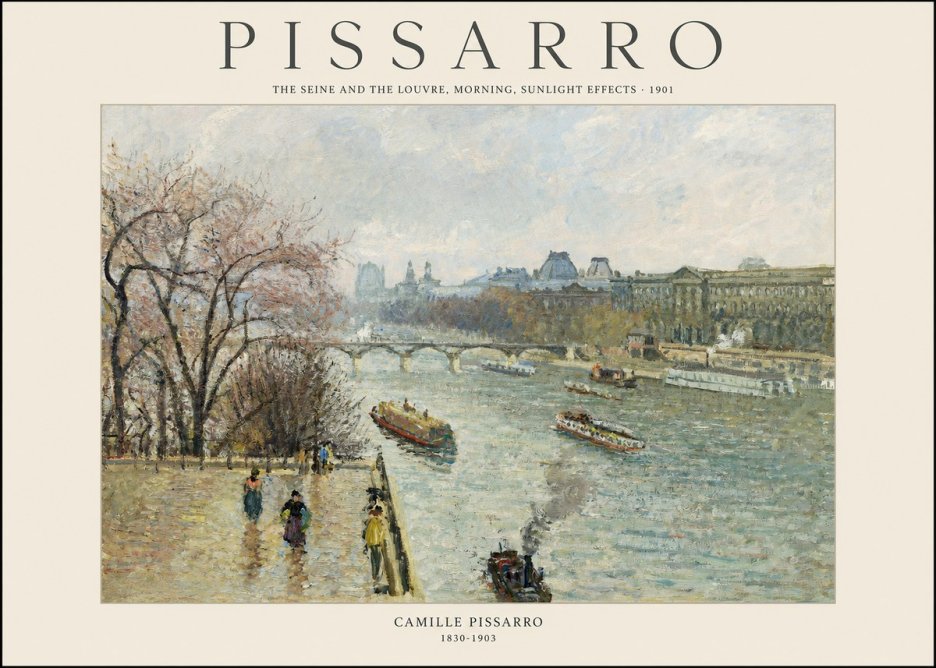 Pissarro The Seine and the Louvre, Morning, Sunlight Effects - 1901 No1 - Poszter