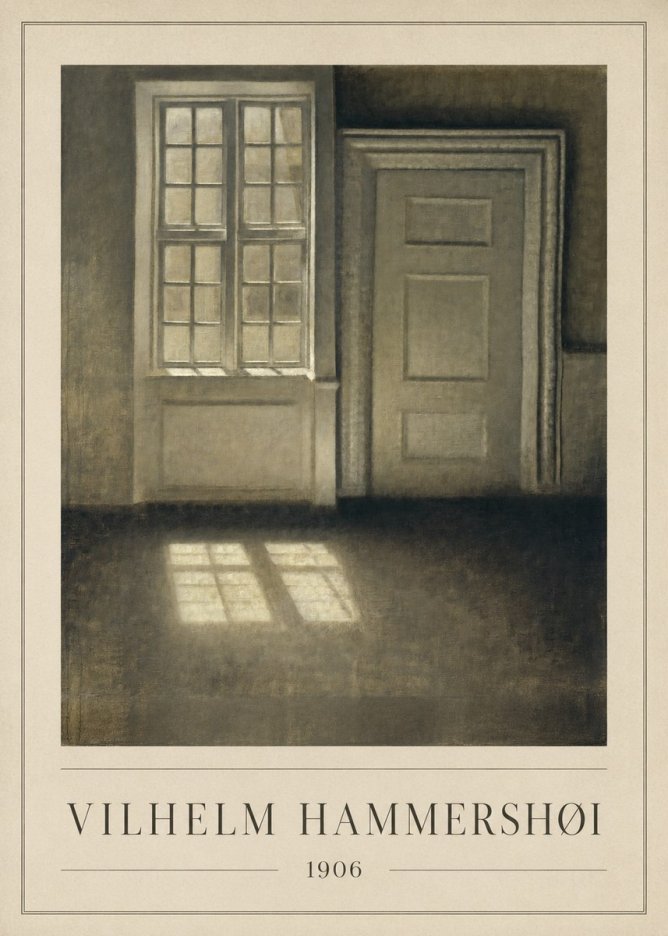Vilhelm Hammershøi Interior. Sunlight on the Floor No1 - Poszter