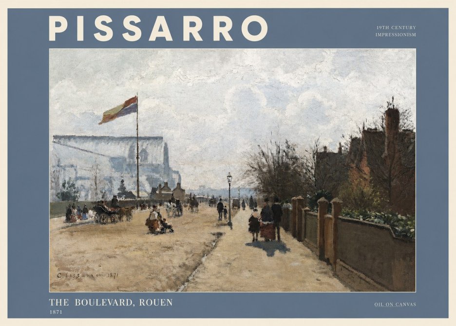 Pissarro The Boulevard, Rouen No2 - Poszter