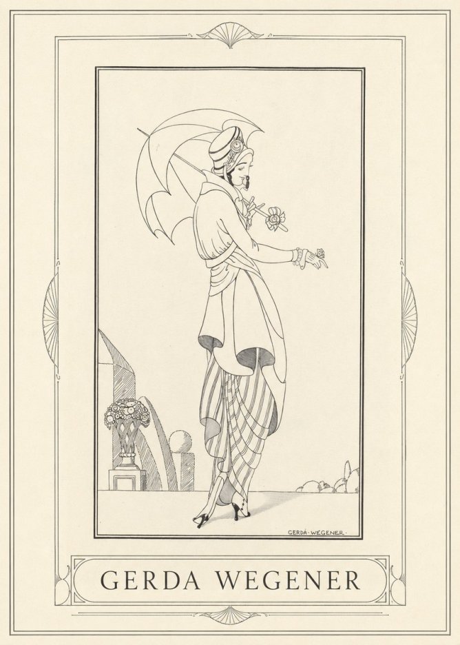 Gerda Wegener Elegant Figure with Parasol No1 - Poszter