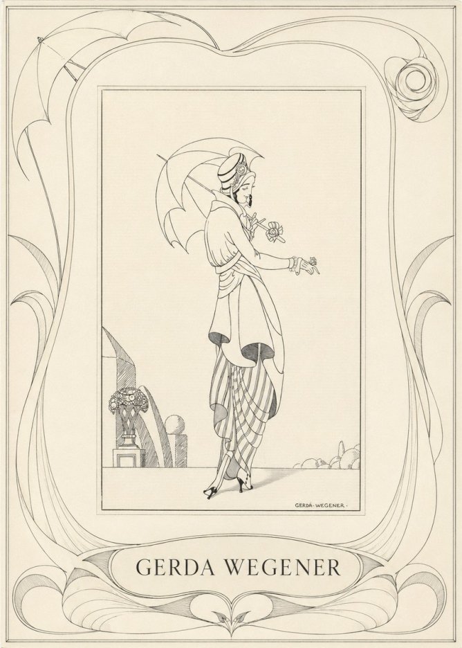 Gerda Wegener Elegant Figure with Parasol No3 - Poszter