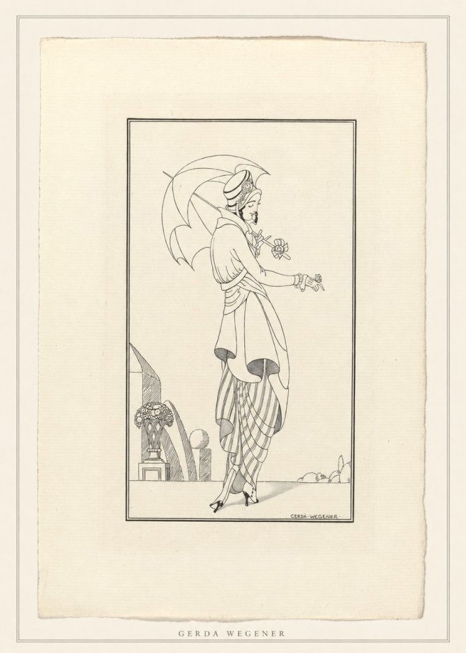 Gerda Wegener Elegant Figure with Parasol No4 - Poszter