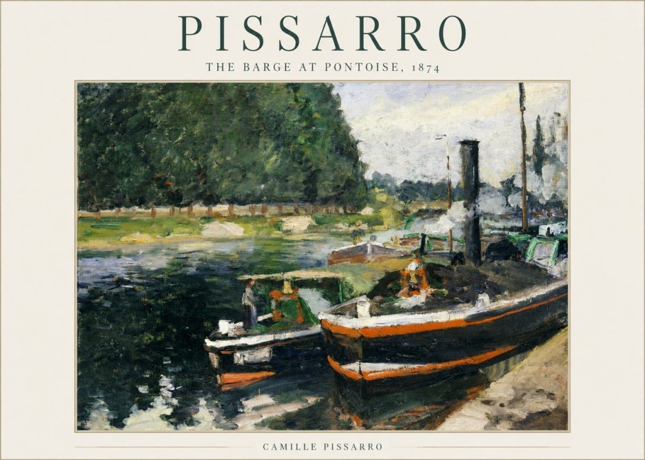 Pissarro The Barge at Pontoise, 1874 No1 - Poszter