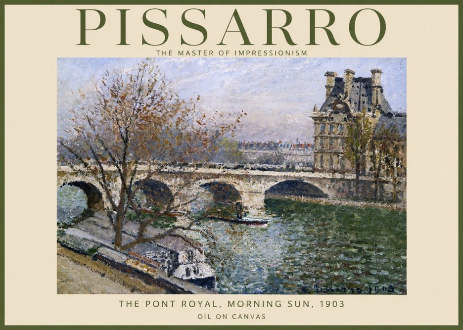 Pissarro The Pont Royal and the Louvre. Morning, 1903 No2 - Poszter