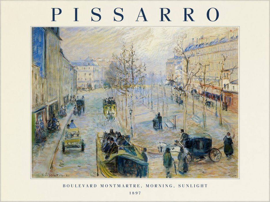 Pissarro Boulevard Montmartre, Morning, Sunlight I No1 - Poszter