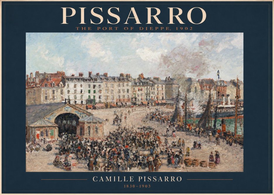 Pissarro Dieppe, the Fish Market No2 - Poszter