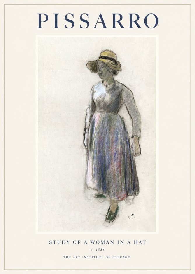 Pissarro Study of a Woman in a Hat No1 - Poszter