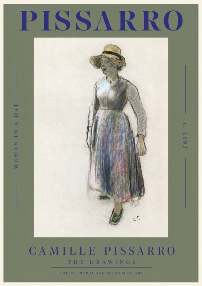 Pissarro Study of a Woman in a Hat No2 - Poszter