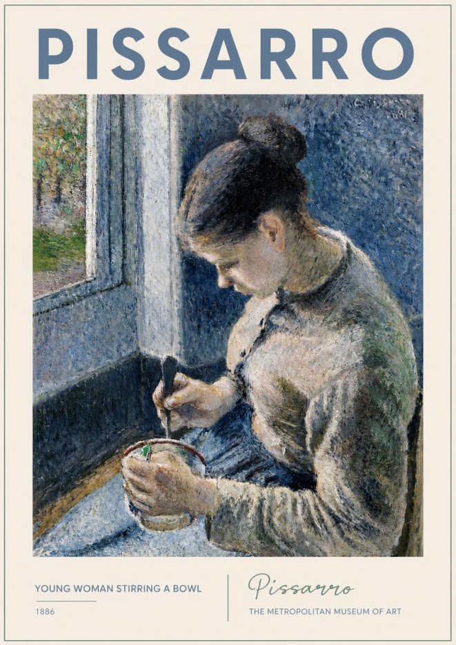 Pissarro Young Woman Stirring a Bowl No2 - Poszter
