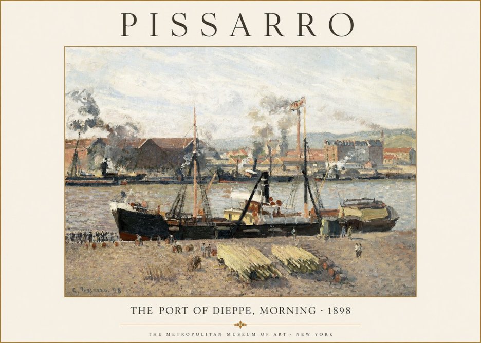 Pissarro The Port of Dieppe, Morning · 1898 No1 - Poszter