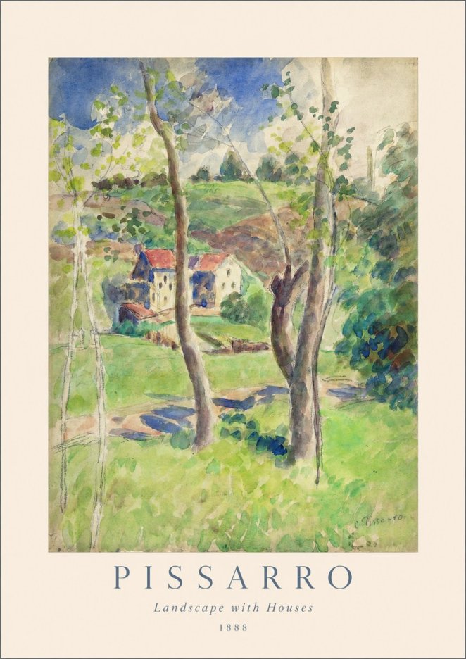 Pissarro Landscape with Houses No1 - Poszter