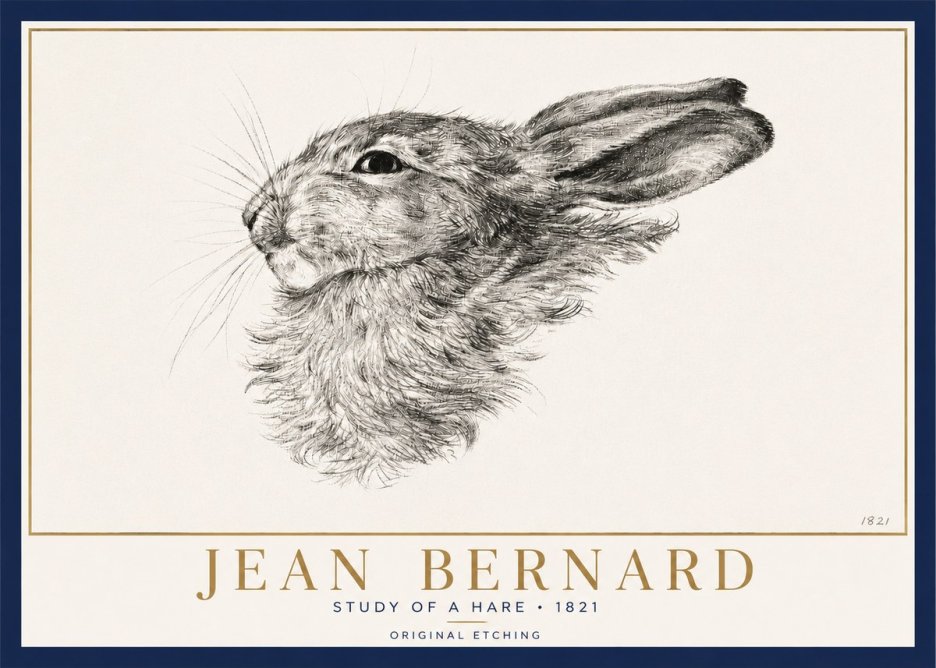 Jean Bernard Study of a Hare No3 - Poszter