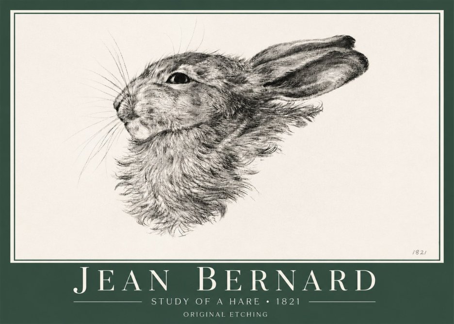 Jean Bernard Study of a Hare No4 - Poszter