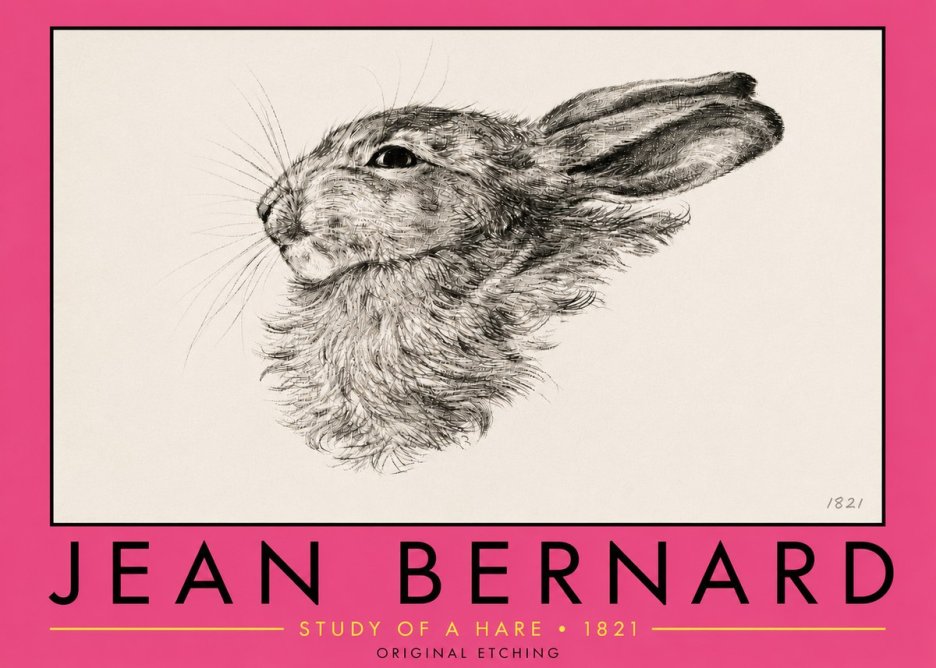 Jean Bernard Study of a Hare No5 - Poszter