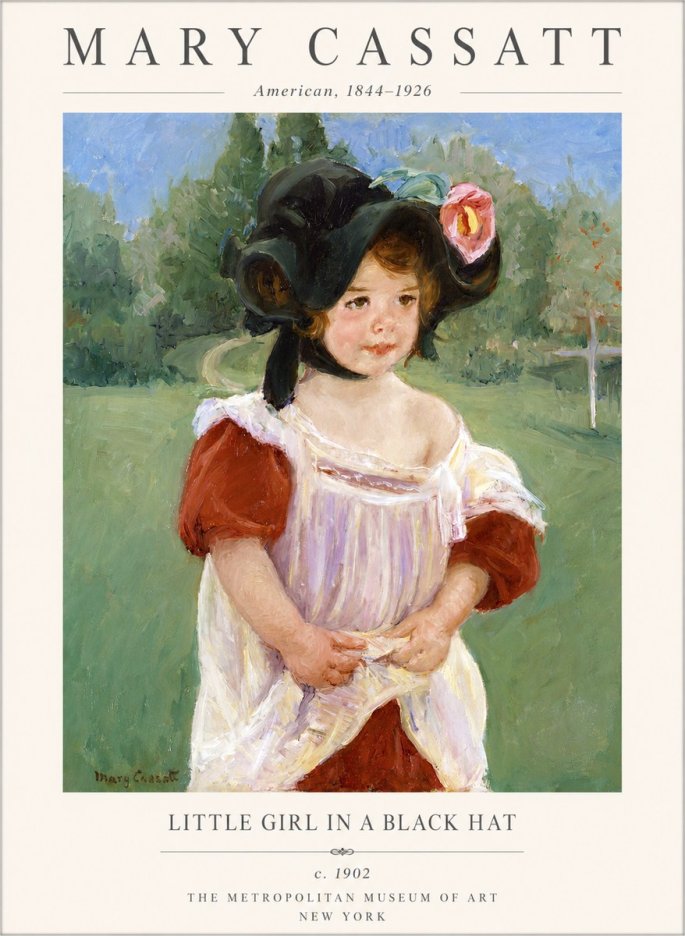 Mary Cassatt Little Girl in a Black Hat No1 - Poszter