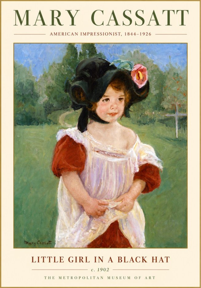 Mary Cassatt Little Girl in a Black Hat No4 - Poszter