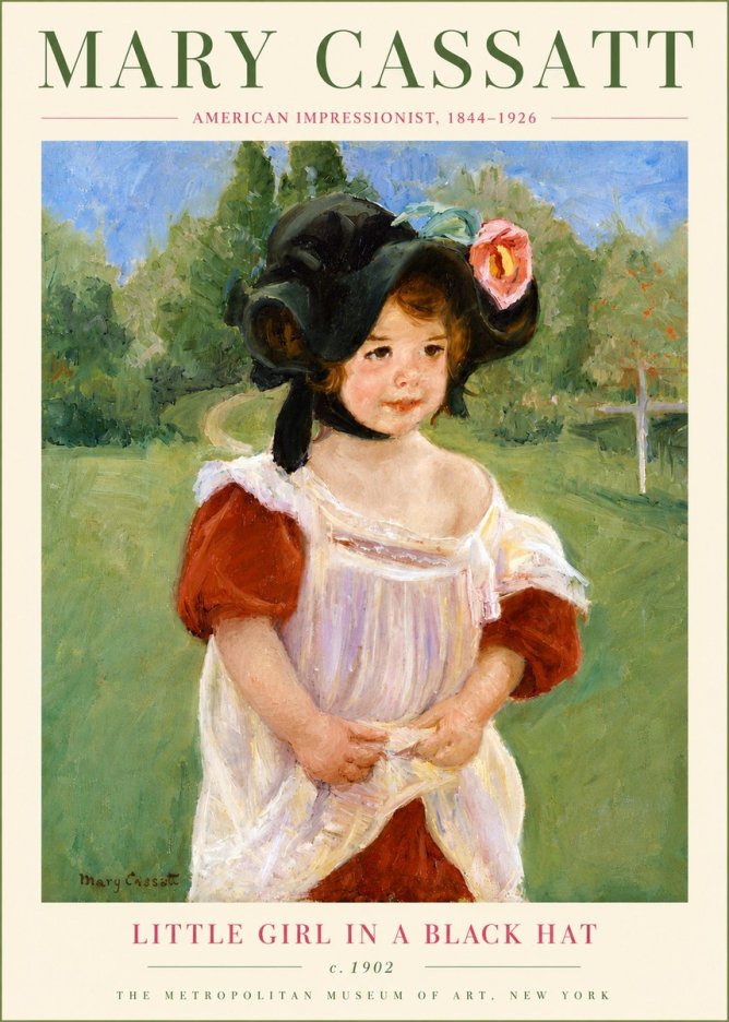 Mary Cassatt Little Girl in a Black Hat No6 - Poszter