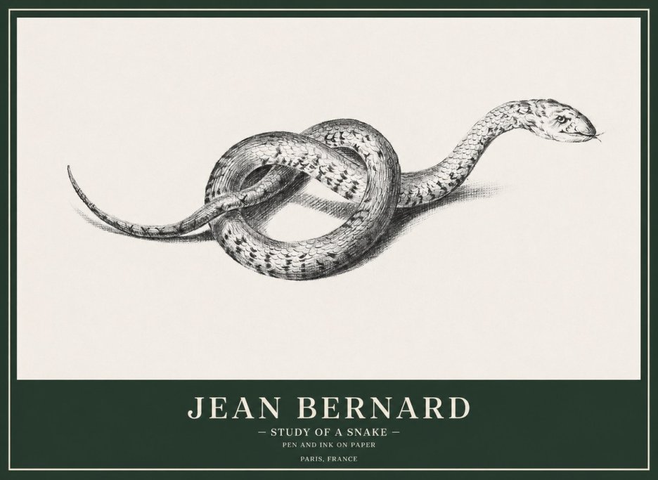 Jean Bernard Study of a Snake No1 - Poszter