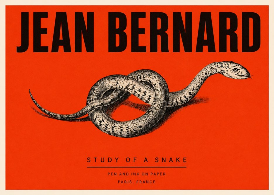 Jean Bernard Study of a Snake No3 - Poszter