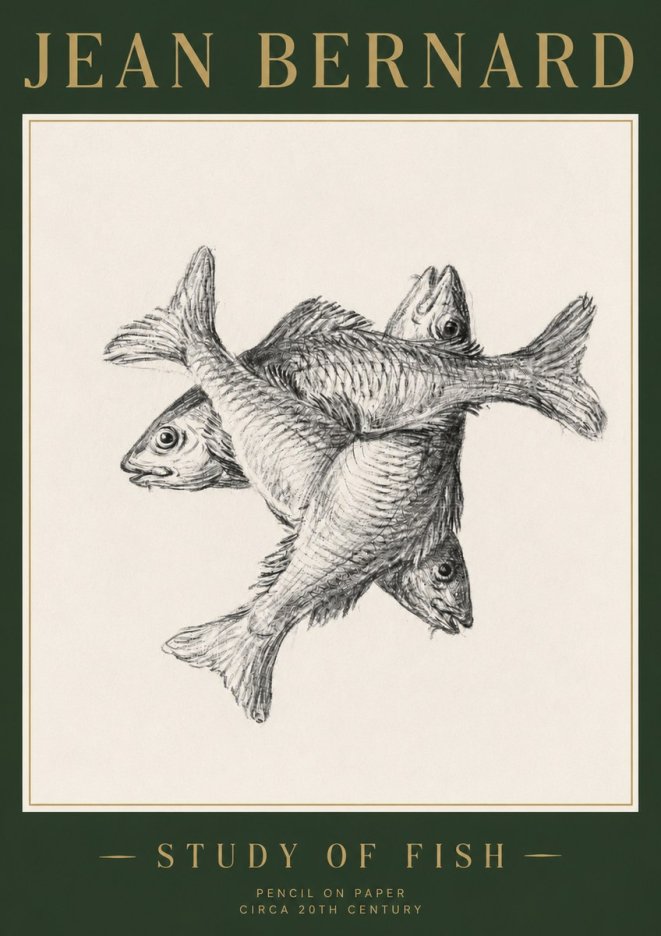 Jean Bernard Study of Fish No3 - Poszter