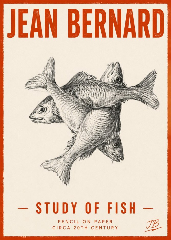 Jean Bernard Study of Fish No5 - Poszter