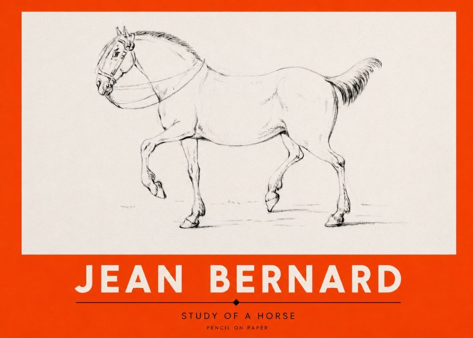 Jean Bernard Study of a Horse XVI No2 - Poszter
