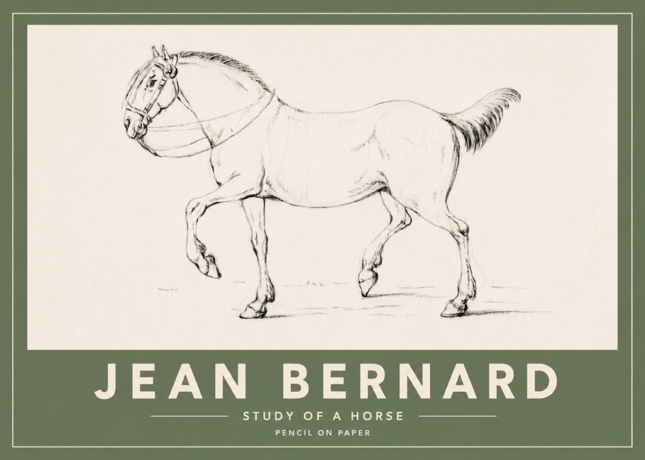Jean Bernard Study of a Horse XVI No4 - Poszter