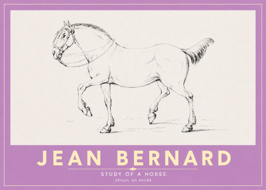 Jean Bernard Study of a Horse XVI No5 - Poszter
