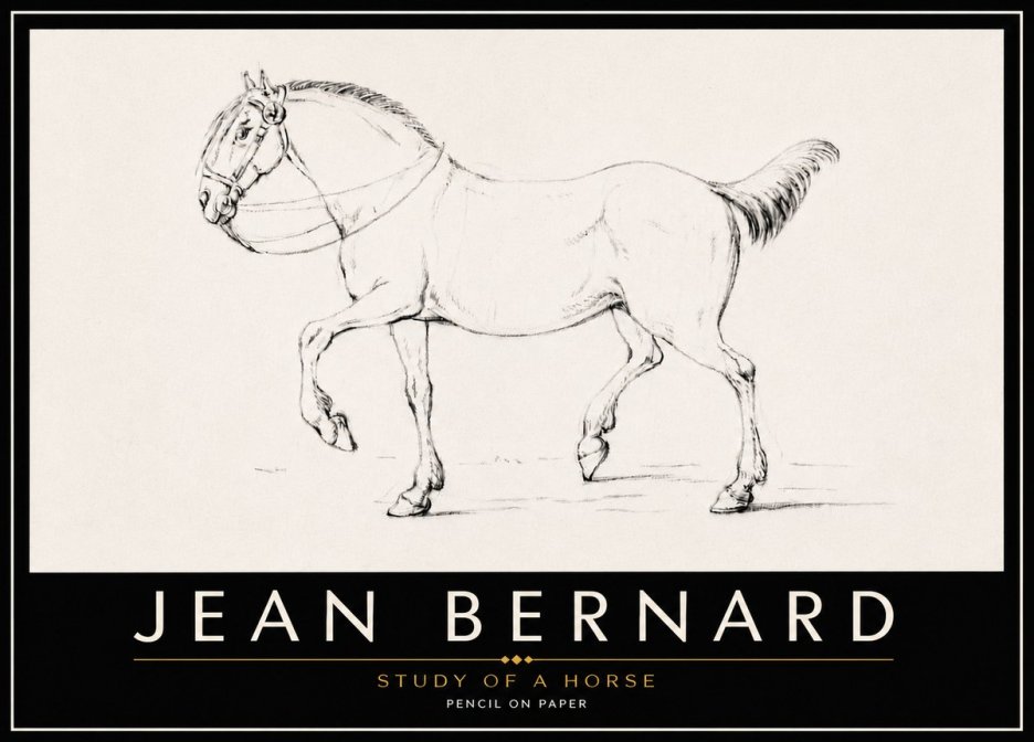 Jean Bernard Study of a Horse XVI No6 - Poszter