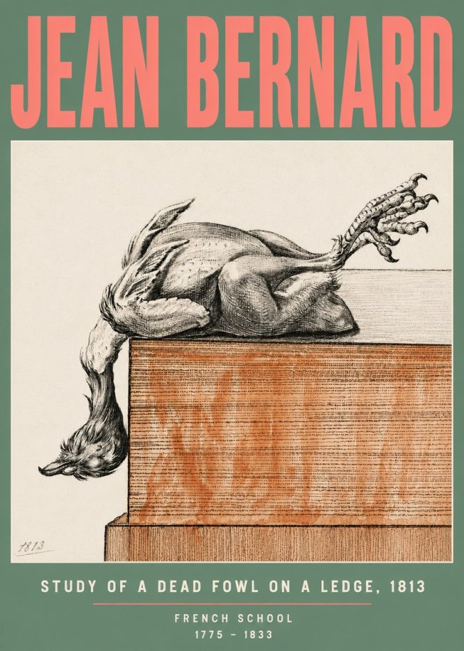 Jean Bernard Study of a Dead Fowl on a Ledge, 1813 No5 - Poszter