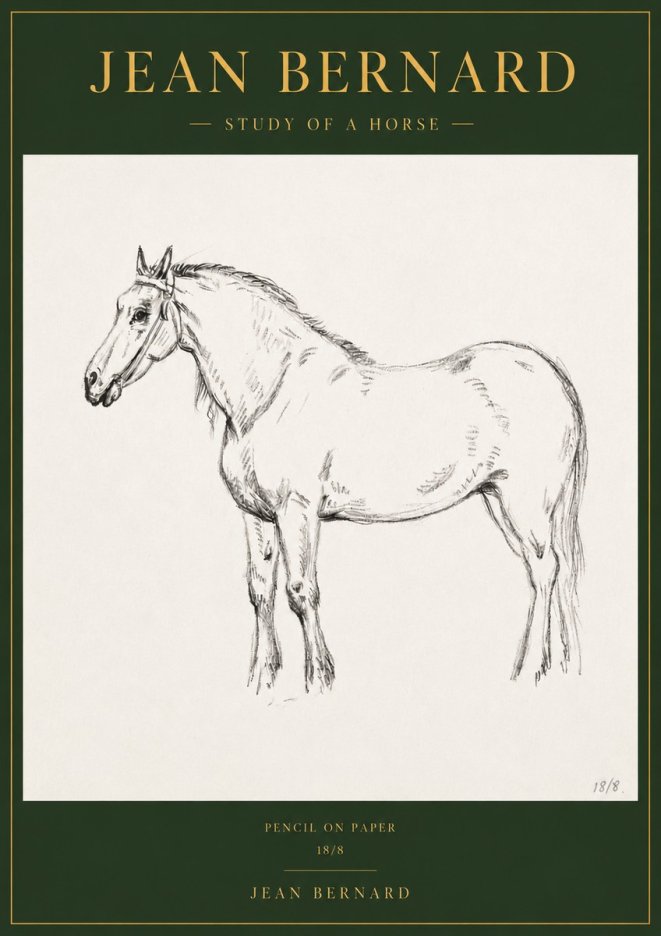Jean Bernard Study of a Horse XVII No3 - Poszter