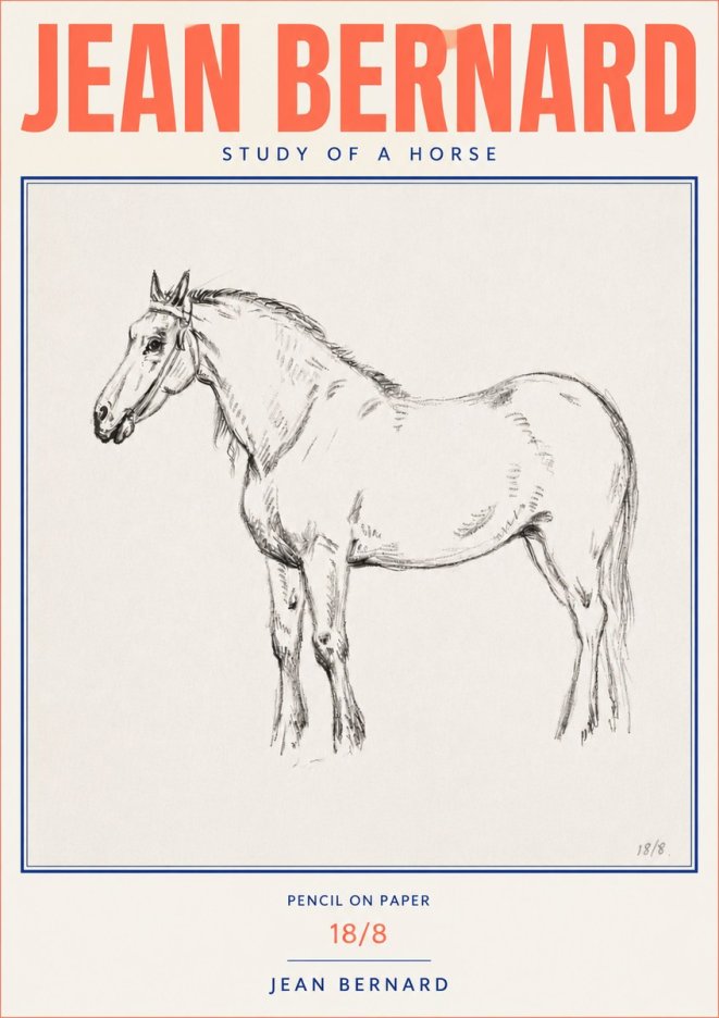 Jean Bernard Study of a Horse XVII No4 - Poszter