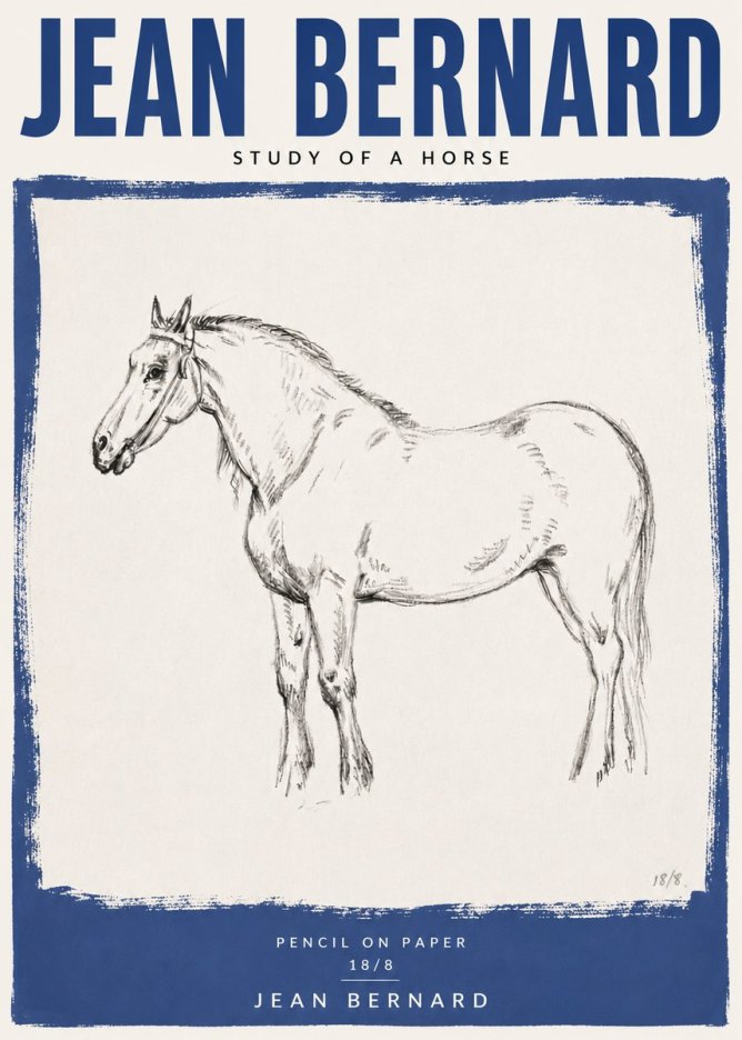 Jean Bernard Study of a Horse XVII No5 - Poszter