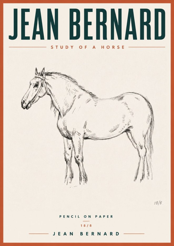 Jean Bernard Study of a Horse XVII No6 - Poszter