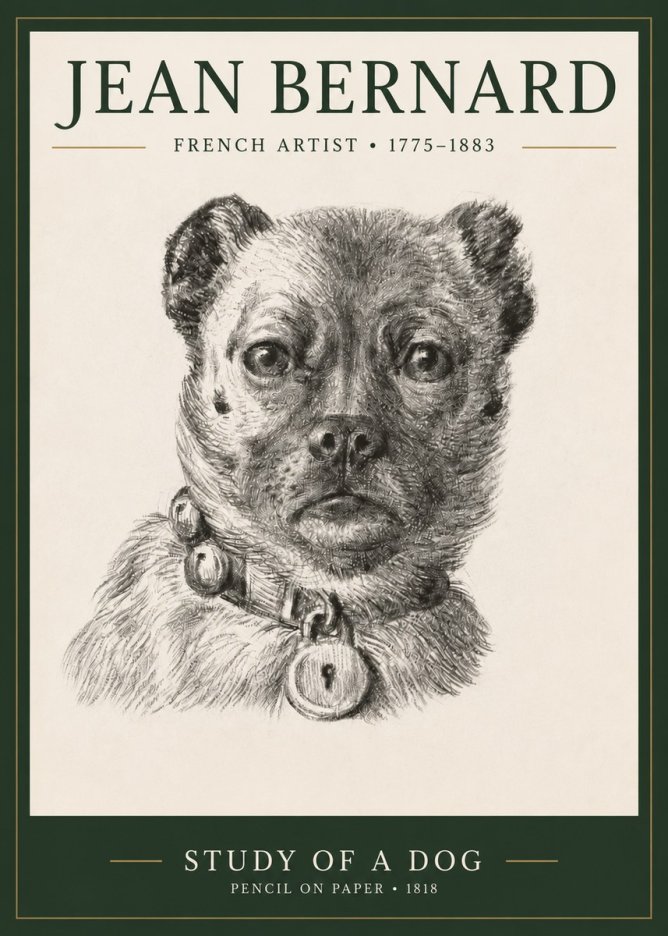 Jean Bernard Study of a Dog IV No3 - Poszter