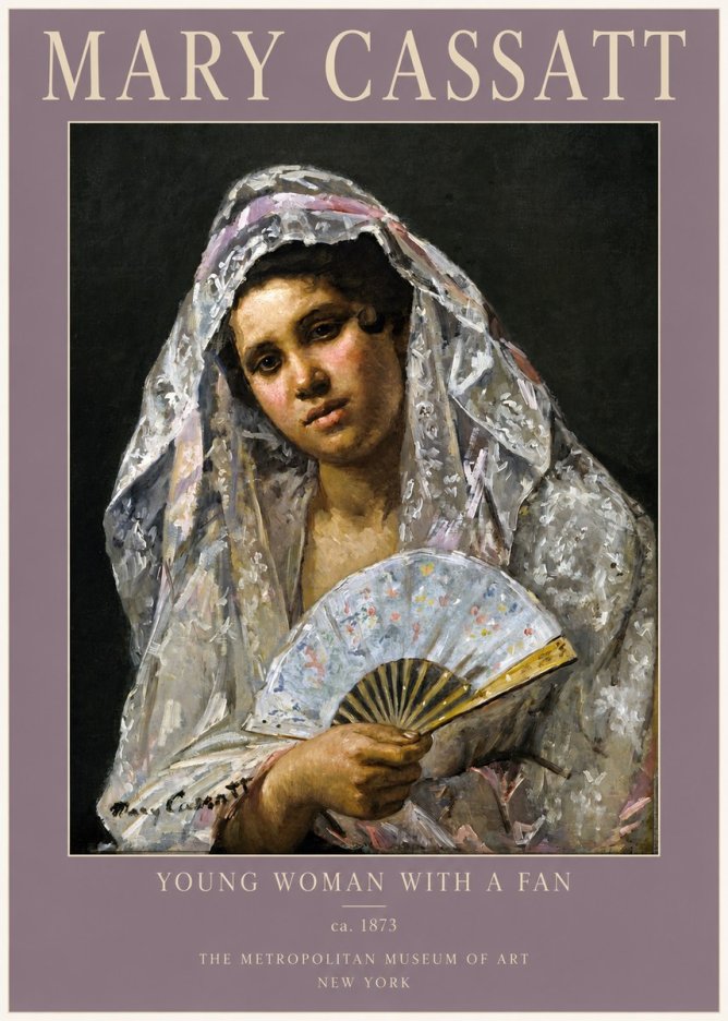 Mary Cassatt Young Woman with a Fan II No2 - Poszter