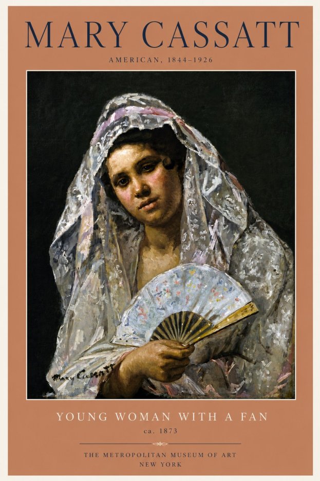Mary Cassatt Young Woman with a Fan II No6 - Poszter