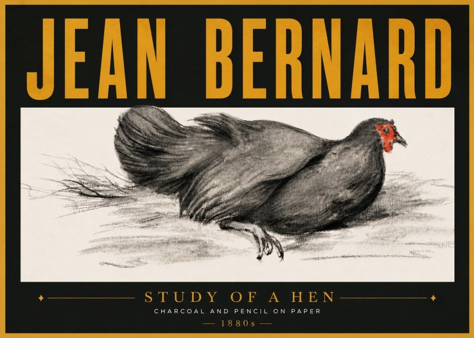 Jean Bernard Study of a Hen No6 - Poszter