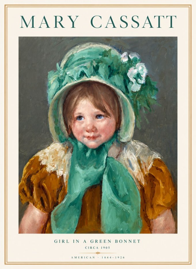 Mary Cassatt Girl in a Green Bonnet No3 - Poszter