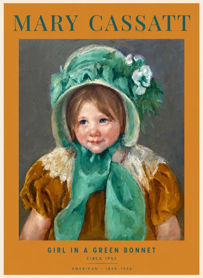 Mary Cassatt Girl in a Green Bonnet No4 - Poszter