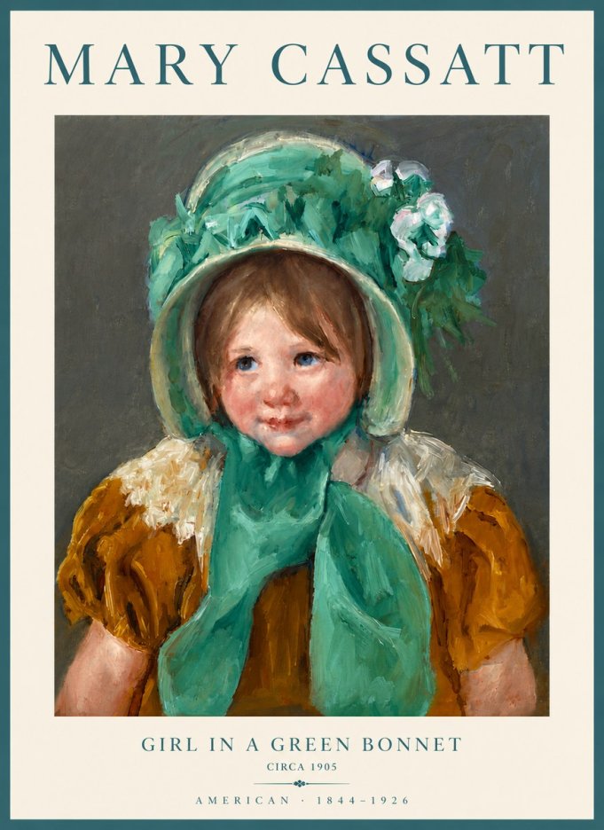 Mary Cassatt Girl in a Green Bonnet No6 - Poszter