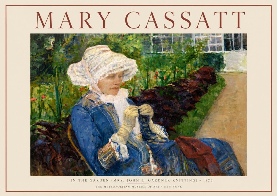 Mary Cassatt In the Garden (Mrs. John L. Gardner Knitting) No3 - Poszter