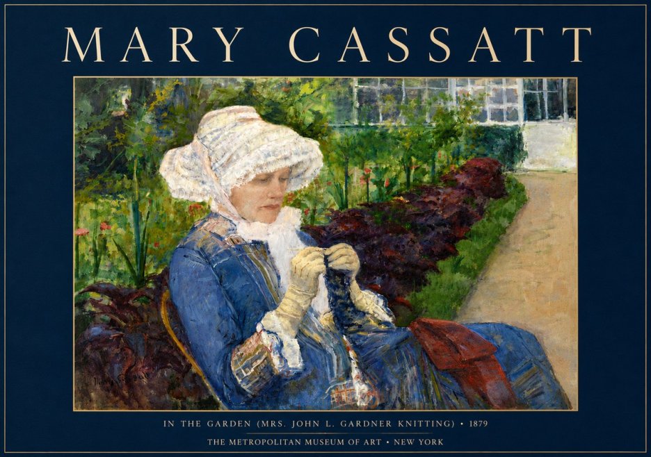 Mary Cassatt In the Garden (Mrs. John L. Gardner Knitting) No4 - Poszter