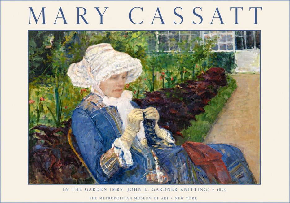 Mary Cassatt In the Garden (Mrs. John L. Gardner Knitting) No6 - Poszter