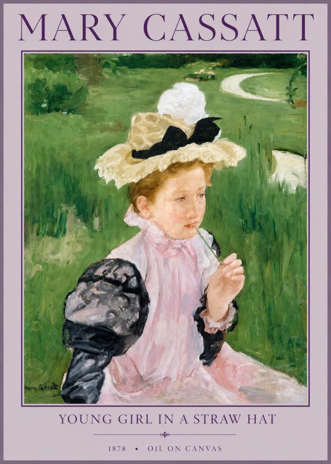 Mary Cassatt Young Girl in a Straw Hat No3 - Poszter